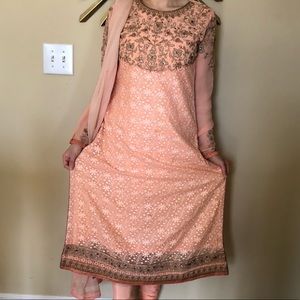 Peach suit dress Pakistani clothes indian clothes
